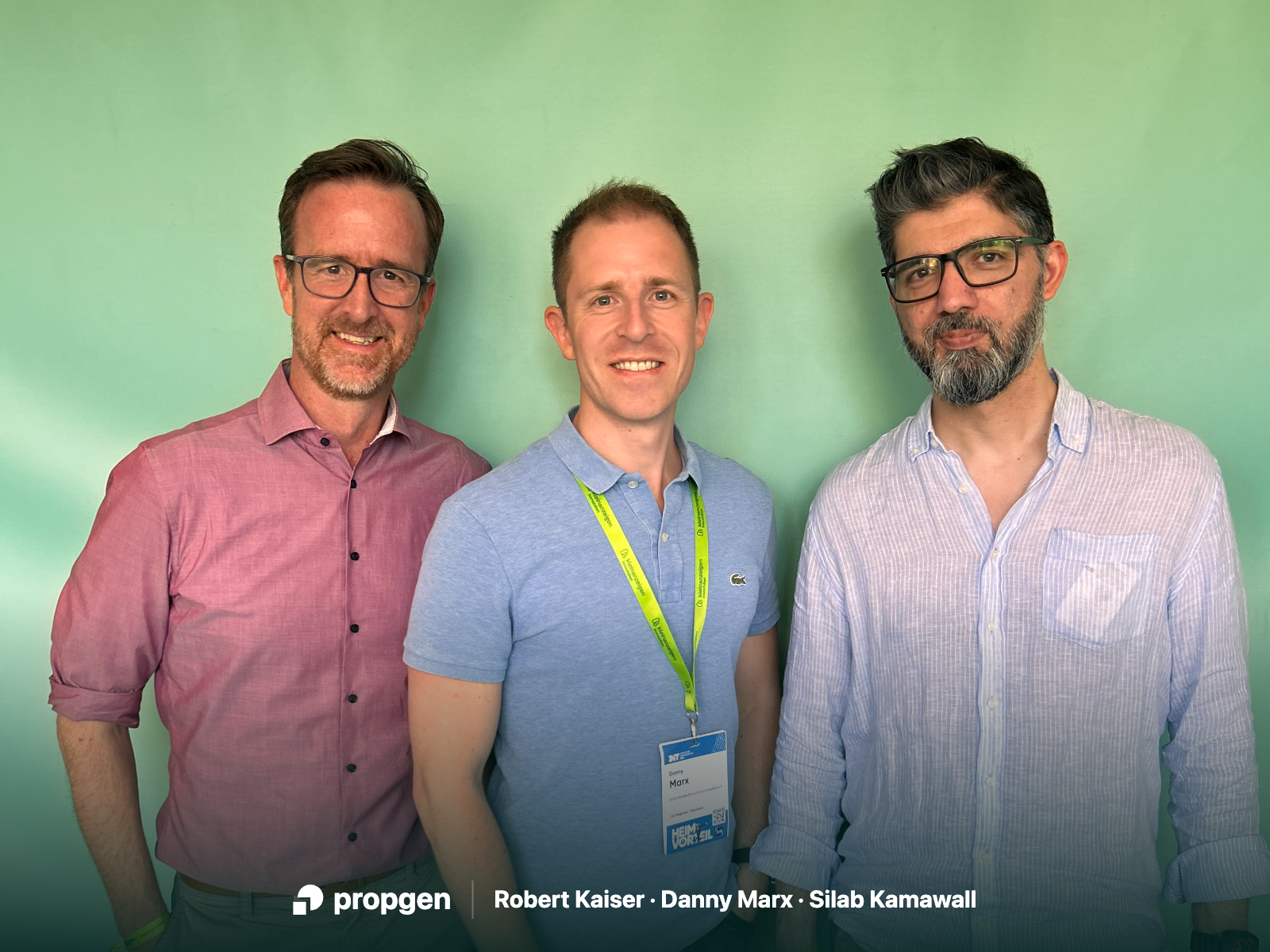 Danny Marx von KOCH IMMOBILIEN aus Mühlhausen mit dem propgen-Gründerteam Robert Kaiser und Silab Kamawall auf dem Deutschen Immobilientag 2026 in Erfurt